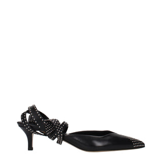 Black Leather High Heel Pumps