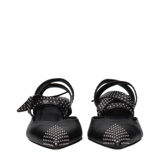 Black Leather High Heel Pumps