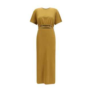 Brown Cotton Casual Dress
