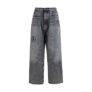 Gray Cotton Relaxed Fit Jeans