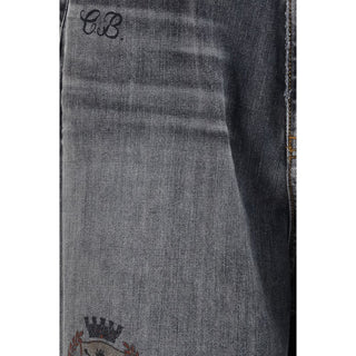 Jeans de algodón gris de corte relajado