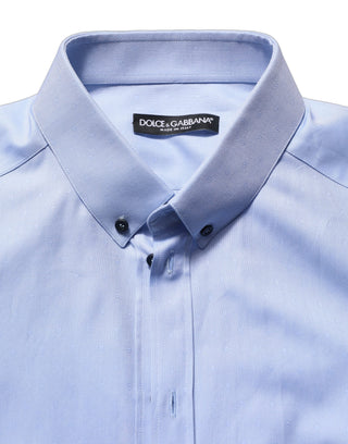 Light Blue Cotton Dress Formal Men Shirt