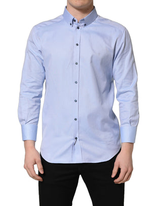 Light Blue Cotton Dress Formal Men Shirt