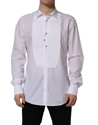 Camisa formal de vestir con pechera de popelina de algodón blanca