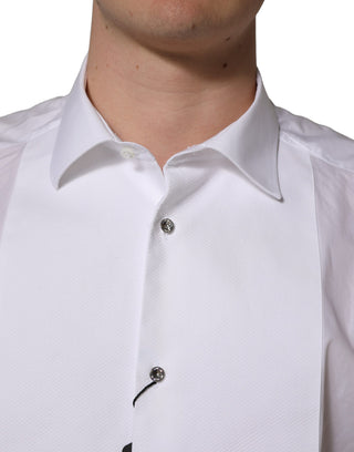 Camisa formal de vestir con pechera de popelina de algodón blanca