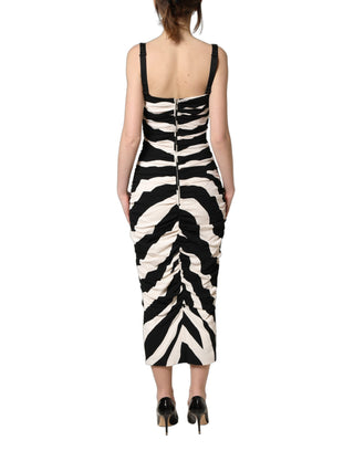 Black White Zebra Cady Calf Length Dress