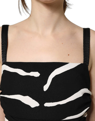 Black White Zebra Cady Calf Length Dress