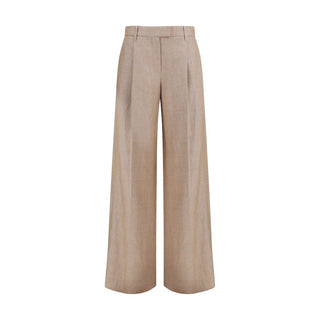 Beige Linen Casual Pants