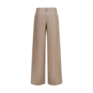 Beige Linen Casual Pants