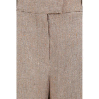 Beige Linen Casual Pants