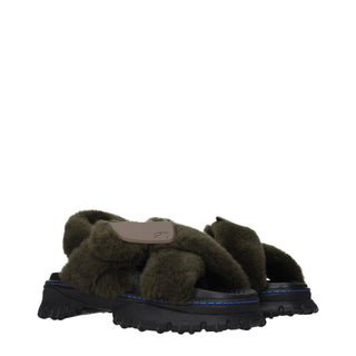 Green Fur Slippers