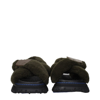 Green Fur Slippers