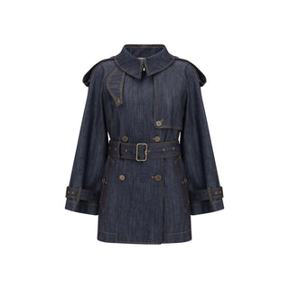 Blue Cotton Trench Coat