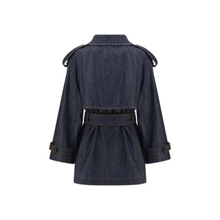 Blue Cotton Trench Coat