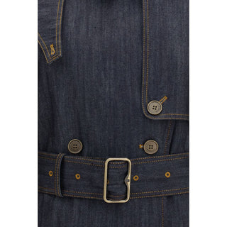 Blue Cotton Trench Coat