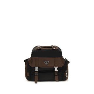 Bolso de hombro marrón de poliamida reciclada