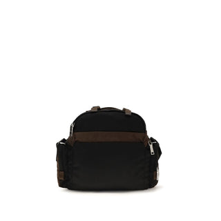 Bolso de hombro marrón de poliamida reciclada