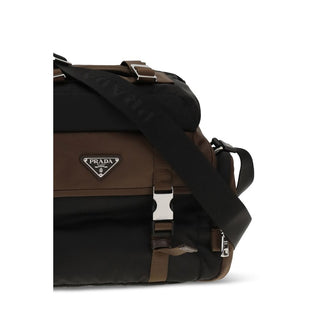 Bolso de hombro marrón de poliamida reciclada