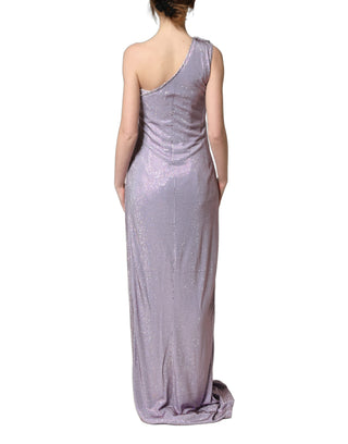 Purple Crystal OneShoulder EveningGown Dress
