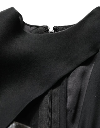Black Silver OneShoulder Cocktail Gown Dress
