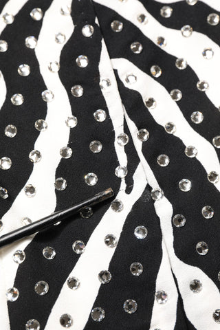 Black White Zebra Crystal Embellished Dress