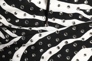 Black White Zebra Crystal Embellished Dress