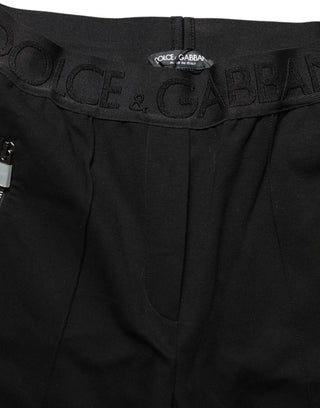 Pantalones ajustados negros de viscosa de cintura media  