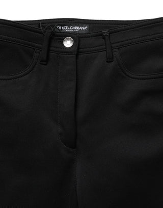 Black Nylon Stretch Skinny High Waist Pants