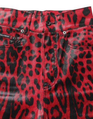 Red Leopard Skinny High Waist Denim Jeans