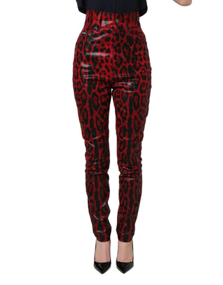 Red Leopard Skinny High Waist Denim Jeans