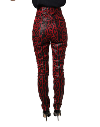 Red Leopard Skinny High Waist Denim Jeans