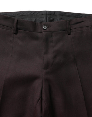 Pantalones de vestir marrones de seda con pierna recta  