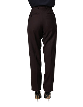 Brown Straight Leg Dress Silk Trousers Pants
