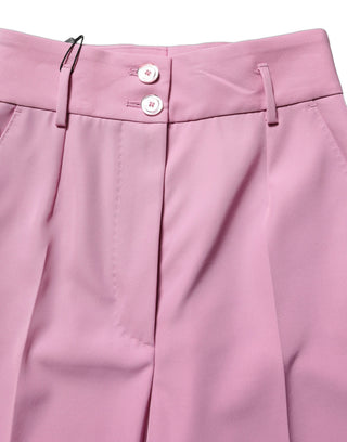 Pink High Waisted Polyester Trouser Pants