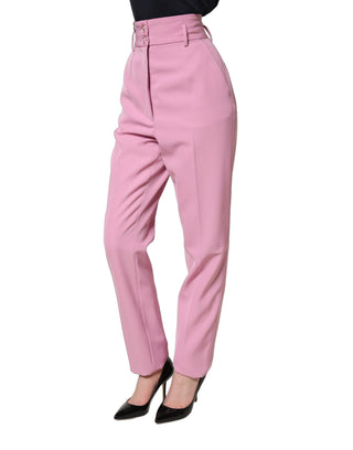 Pink High Waisted Polyester Trouser Pants