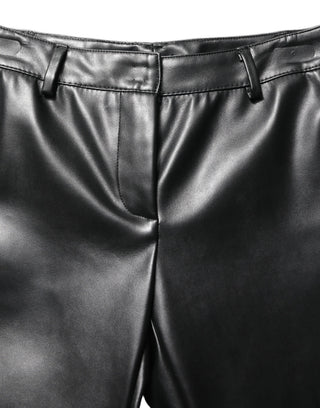 Pantalones negros de cuero PU de cintura alta  