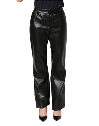 Black PU Leather High Waisted Trouser Pants