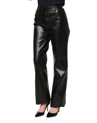 Black PU Leather High Waisted Trouser Pants