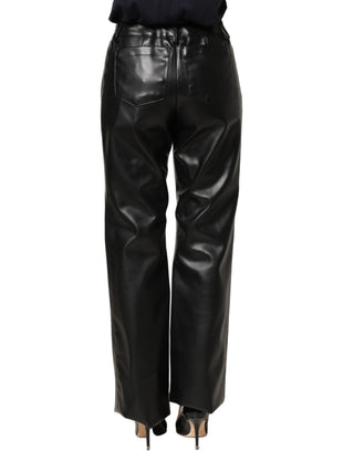 Black PU Leather High Waisted Trouser Pants