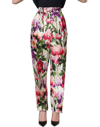 Pantalones entallados multicolor con estampado floral