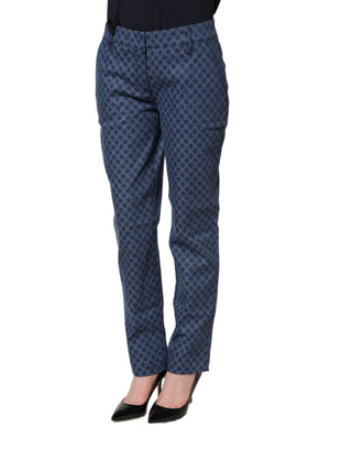 Blue Polka Dotted Slim Fit Capri Denim Jeans