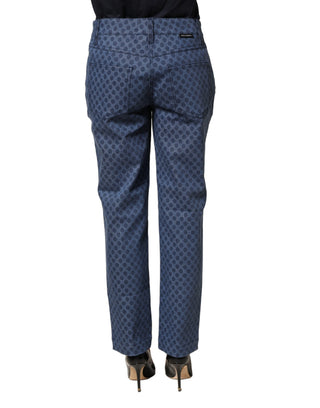Blue Polka Dotted Slim Fit Capri Denim Jeans
