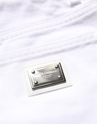 Shorts blancos de mezclilla de algodón de cintura alta  