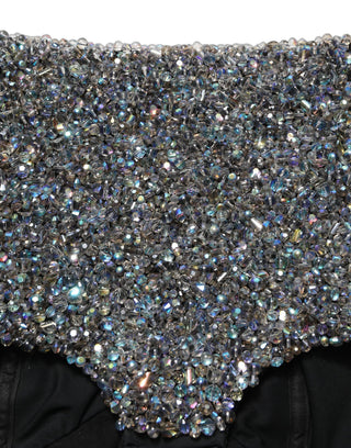 Black Rhinestone High Waist Hotpants Shorts