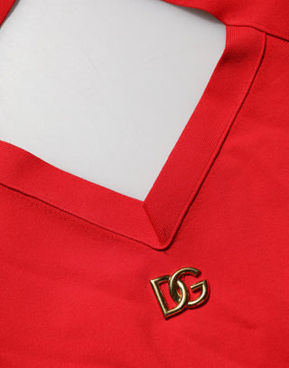 Top corto sin mangas de tirantes halter de viscosa roja