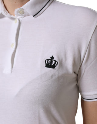 White Crown Cotton Short Sleeves Polo Top