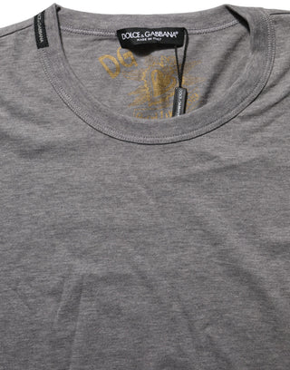 Grey Cotton Short Sleeves Crew Neck T-shirt