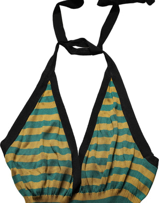 Multicolor Stripes Wool Knit Halter Tank Top