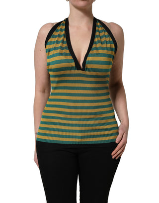 Multicolor Stripes Wool Knit Halter Tank Top