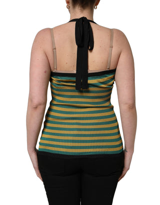 Multicolor Stripes Wool Knit Halter Tank Top